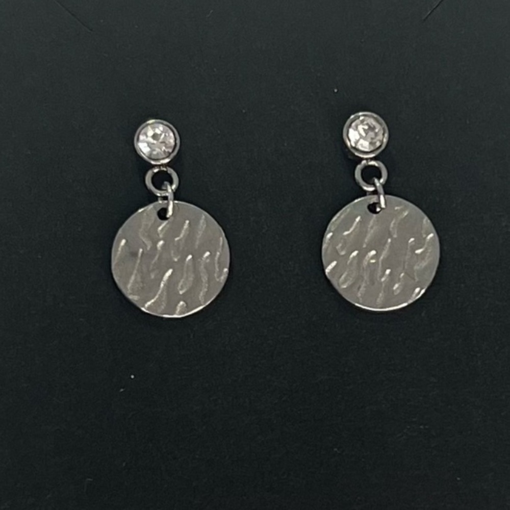 Silver Coin CZ Dangle Earrings
